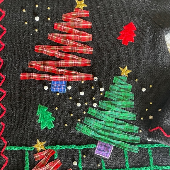 Ambra Holiday Sweater Cardigan   Christmas Trees Snowmen Women’s Medium - Picture 3 of 11